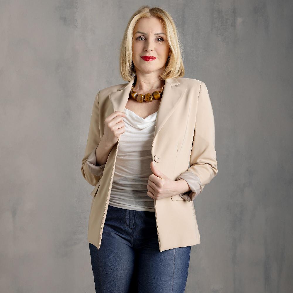 QVC Caterina Lancini Blazer A Un Bottone Collo Con Revers Tasche Con Pattina