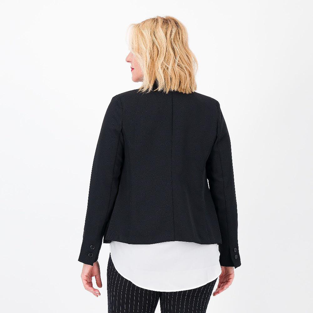 QVC Caterina Lancini Blazer Corto In Tricottina Collo Con Rever Made In Italy
