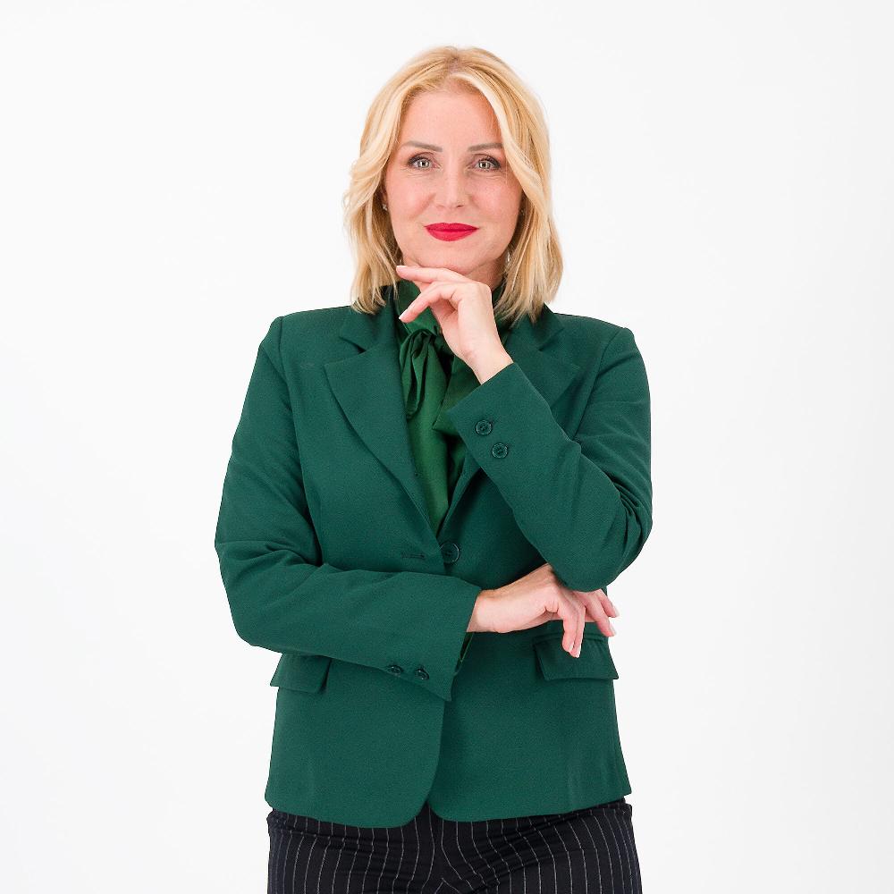 QVC Caterina Lancini Blazer corto in tricottina Collo con rever Made in Italy