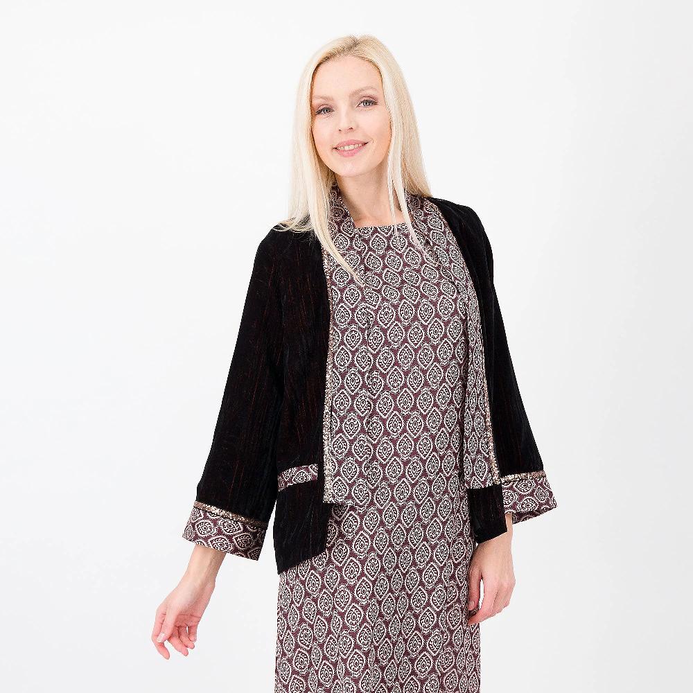 QVC Caterina Lancini Blazer destrutturato in velluto froissè e inserti fantasia Made in Italy