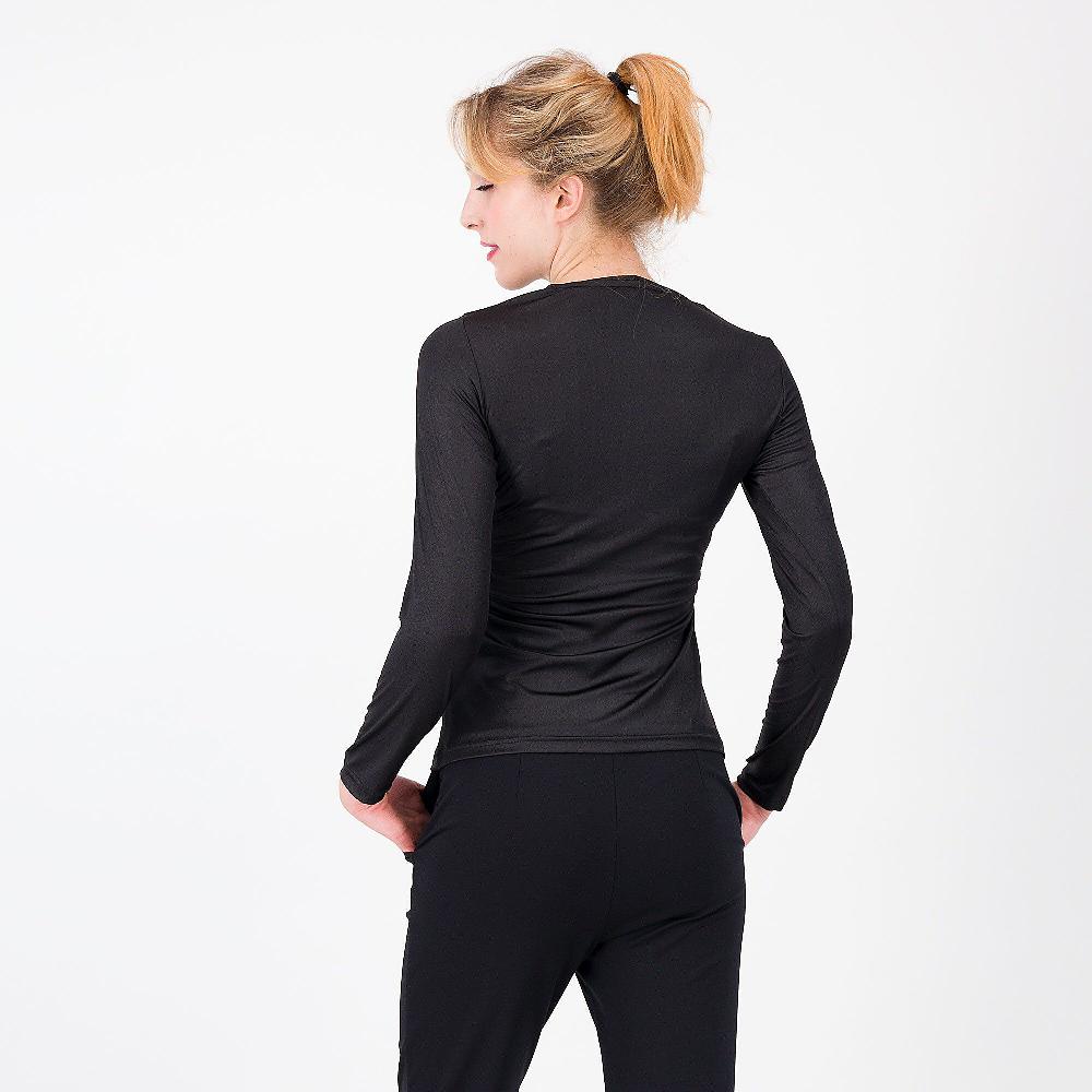 QVC Caterina Lancini Blusa Con Incrocio In Jersey Spalmato Scollo A V Made In Italy