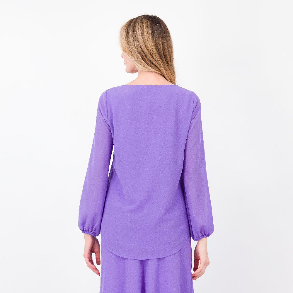 QVC Caterina Lancini Blusa Doppia In Georgette Con Manica Baloon Made In Italy