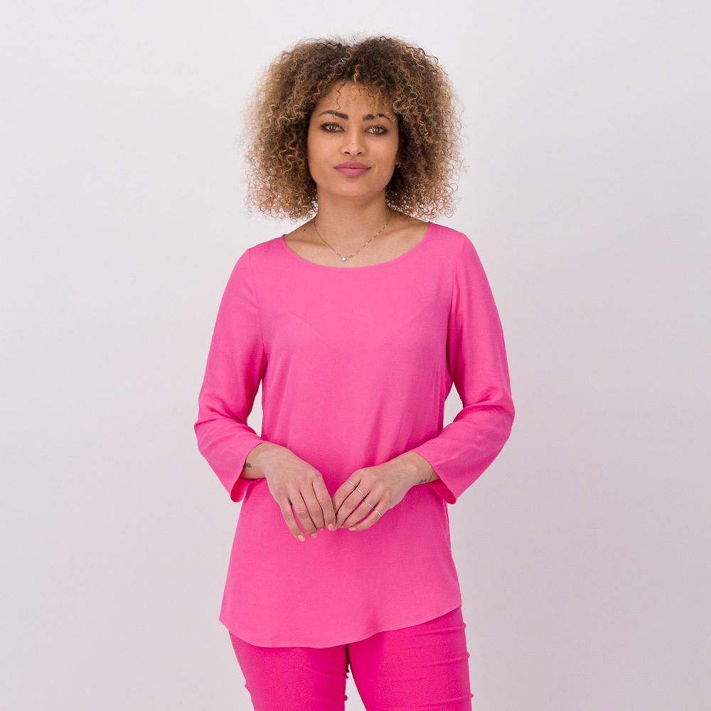 QVC Caterina Lancini Blusa in crêpe de chine con maniche 3/4