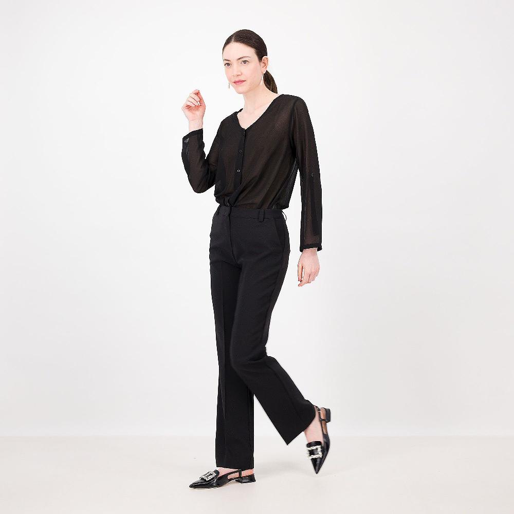 QVC Caterina Lancini Blusa In Georgette Con Scollo A V E Bottoni