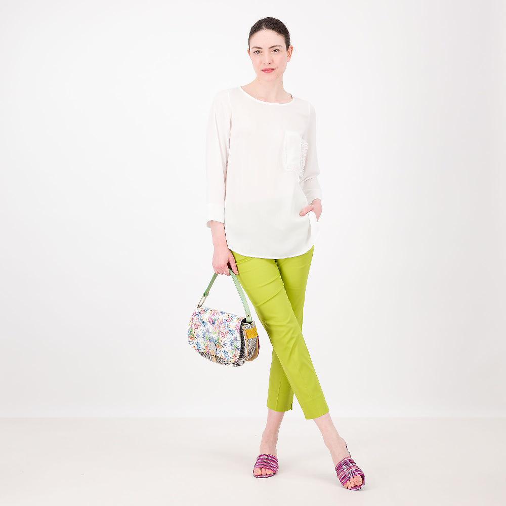 QVC Caterina Lancini Blusa In Georgette Con Taschino In Pizzo