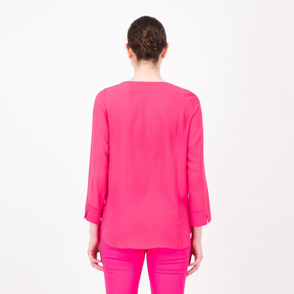 QVC Caterina Lancini Blusa In Georgette Con Taschino In Pizzo