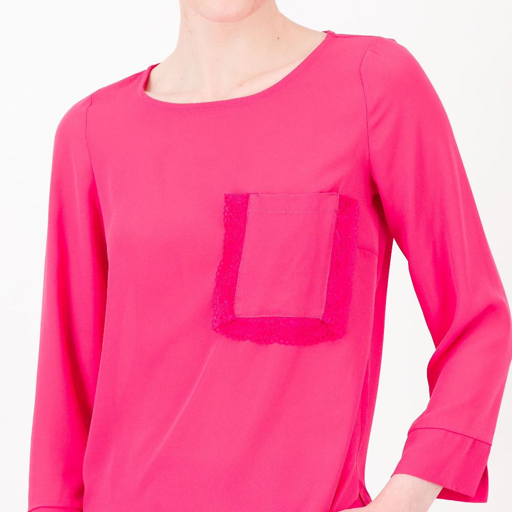 QVC Caterina Lancini Blusa In Georgette Con Taschino In Pizzo
