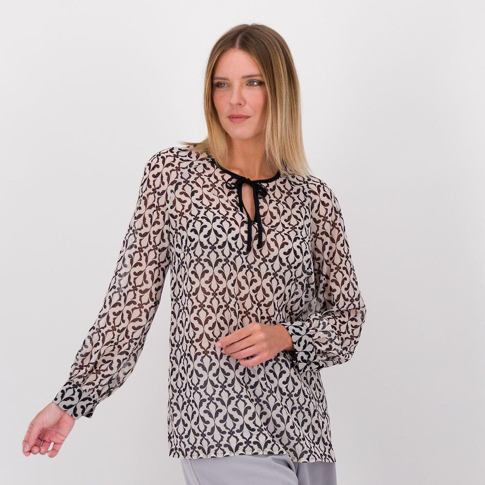 QVC Caterina Lancini Blusa in georgette fantasia con maniche 3/4