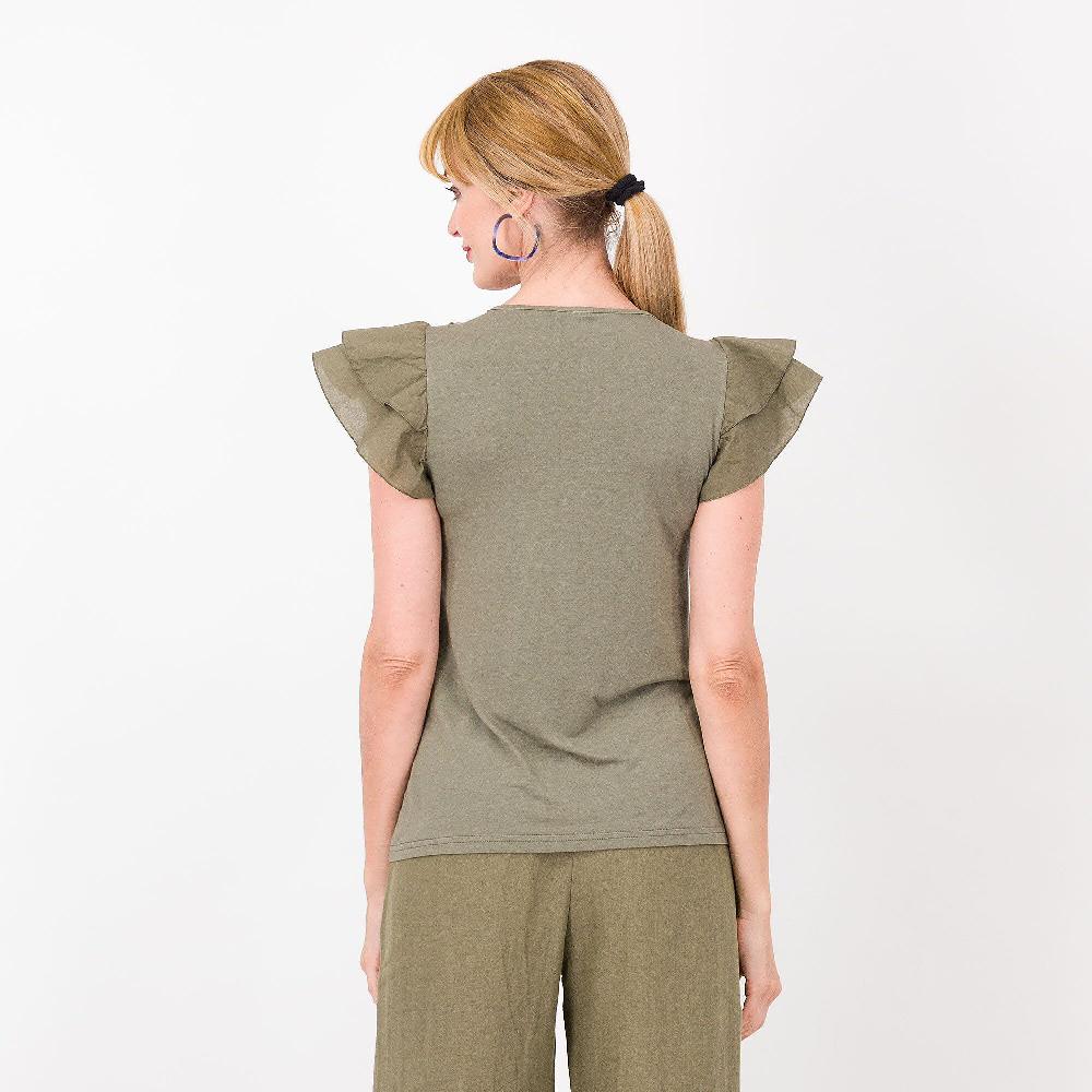 QVC Caterina Lancini Blusa In Jersey Di Viscosa Con Dettagli In Voile Di Cotone