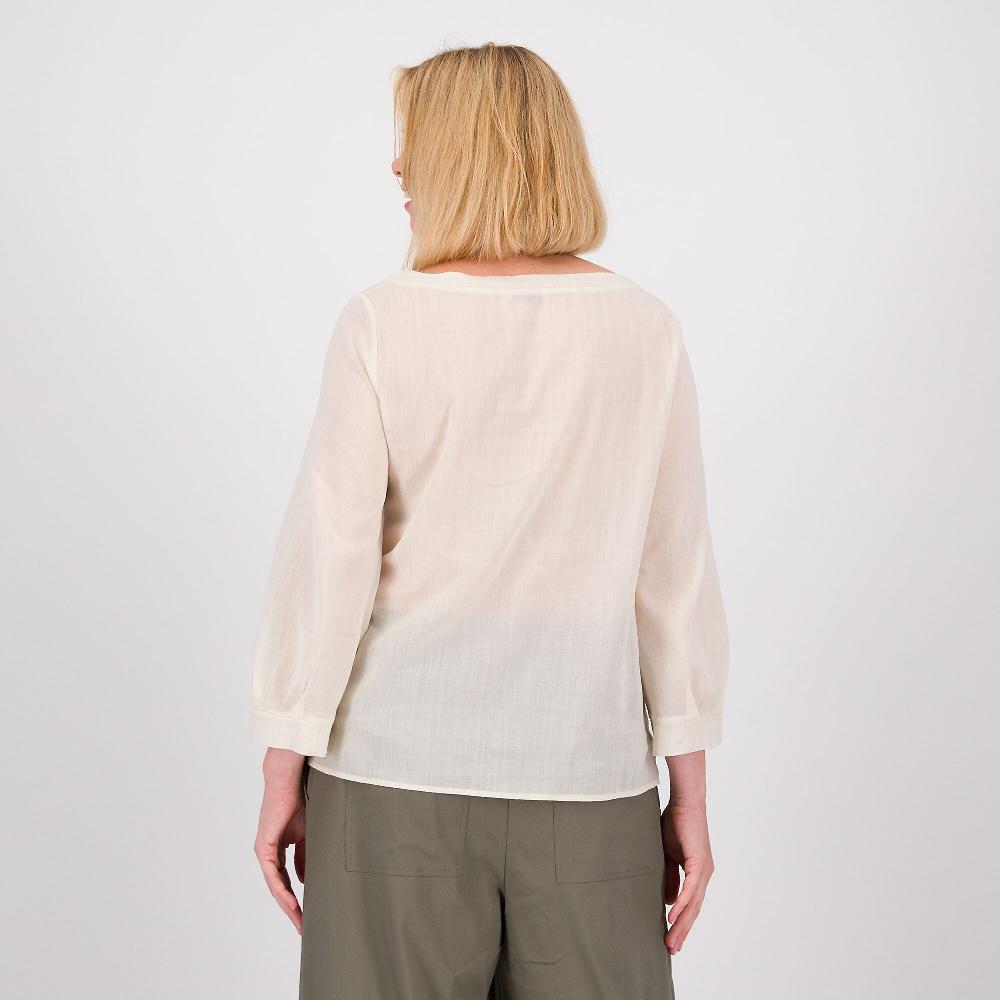 QVC Caterina Lancini Blusa In Ramié Cotone Con Scollo Tondo