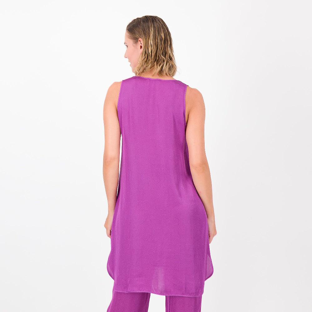 QVC Caterina Lancini Blusa In Raso Di Viscosa Con Rouches In Georgette