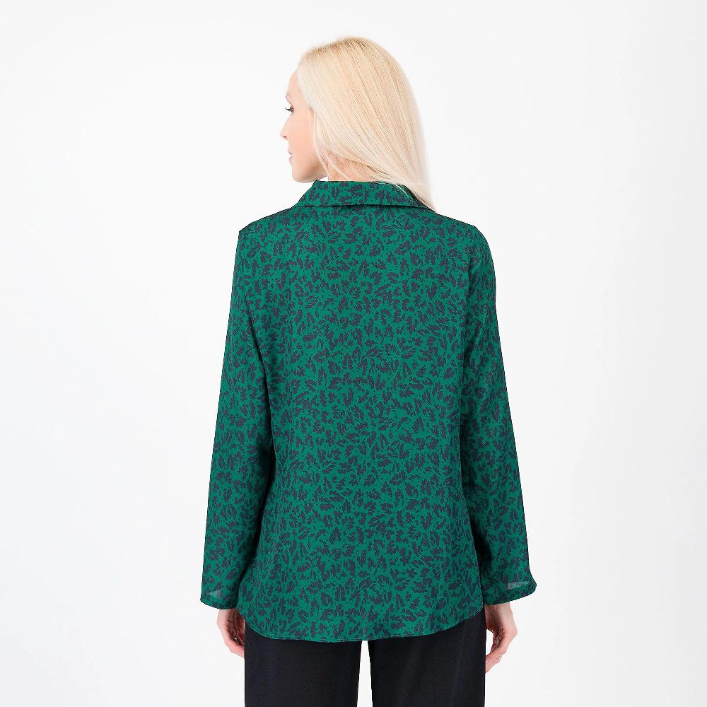 QVC Caterina Lancini Blusa In Raso Fantasia Con Collo A Polo