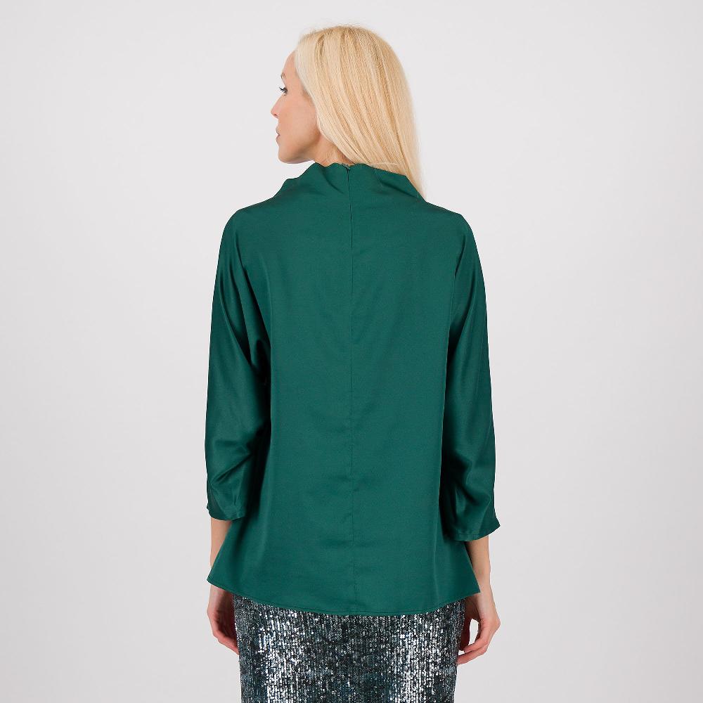 QVC Caterina Lancini Blusa In Raso Opaco Con Collo A Cratere E Maniche Lunghe