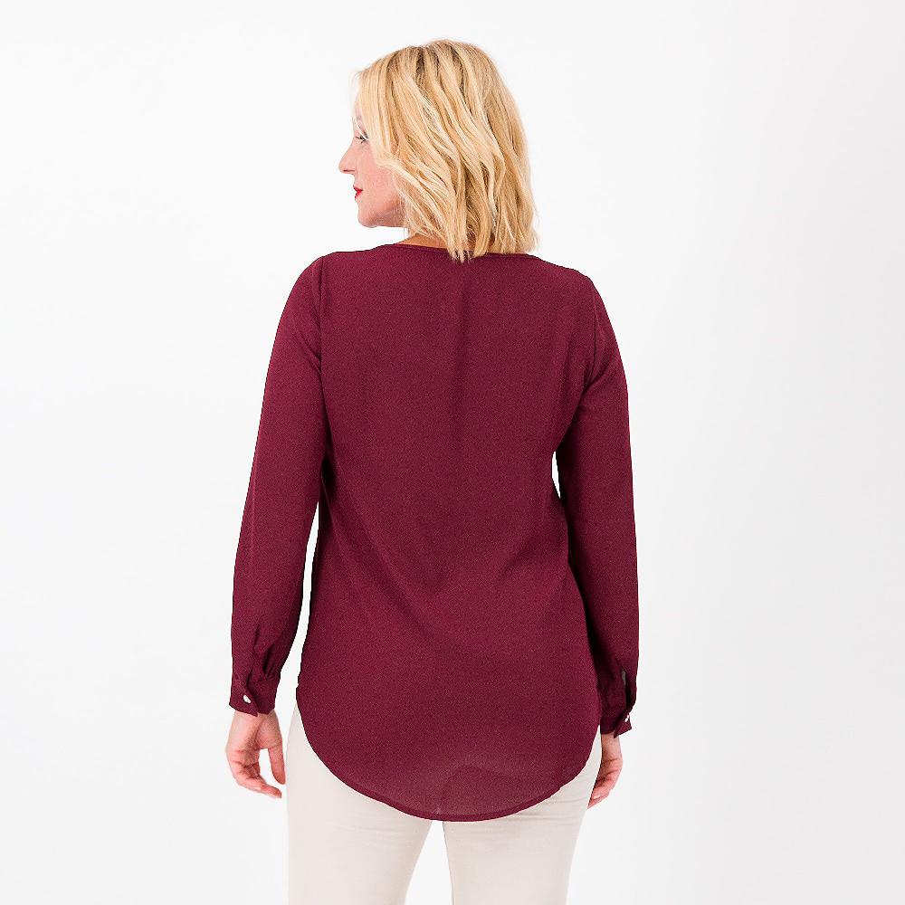 QVC Caterina Lancini Blusa In Raso Scollo Tondo Polsini A Camicia