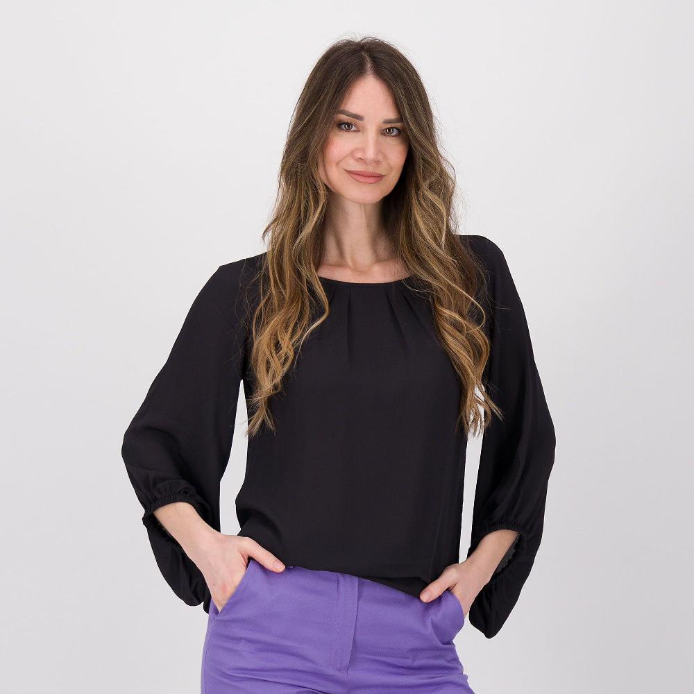 QVC Caterina Lancini Blusa in viscosa con scollo a barchetta