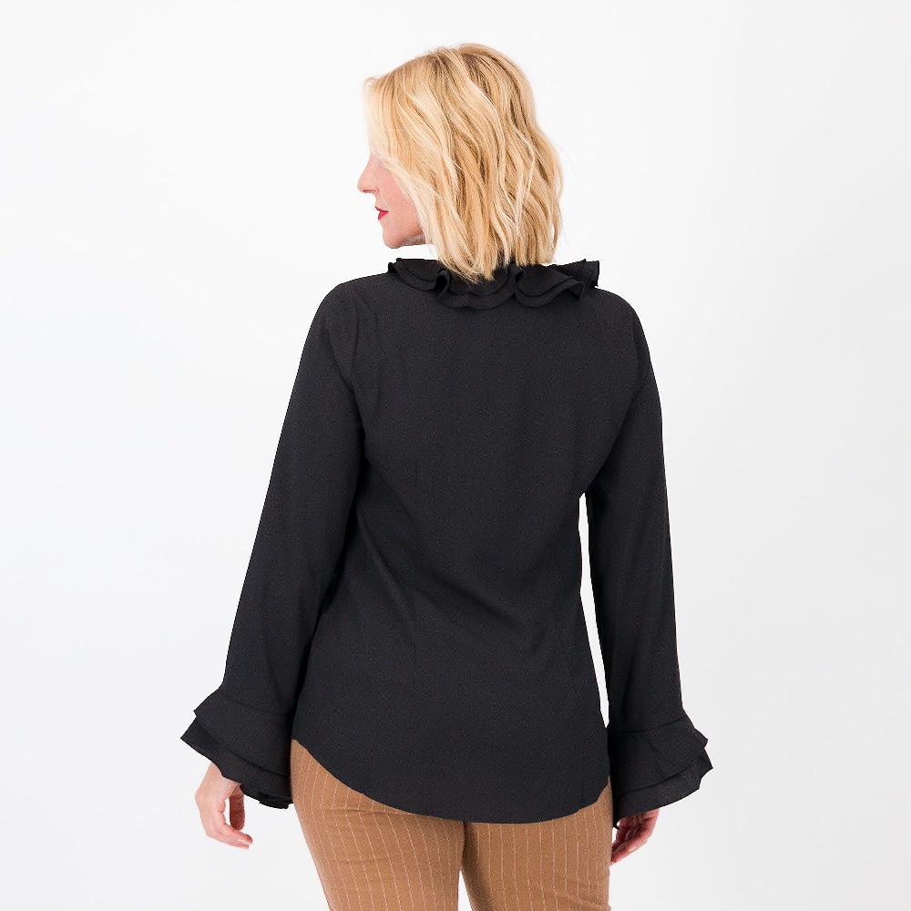 QVC Caterina Lancini Camicia Con Rouches In Crêpe De Chine Rouches Allo Scollo Made In Italy