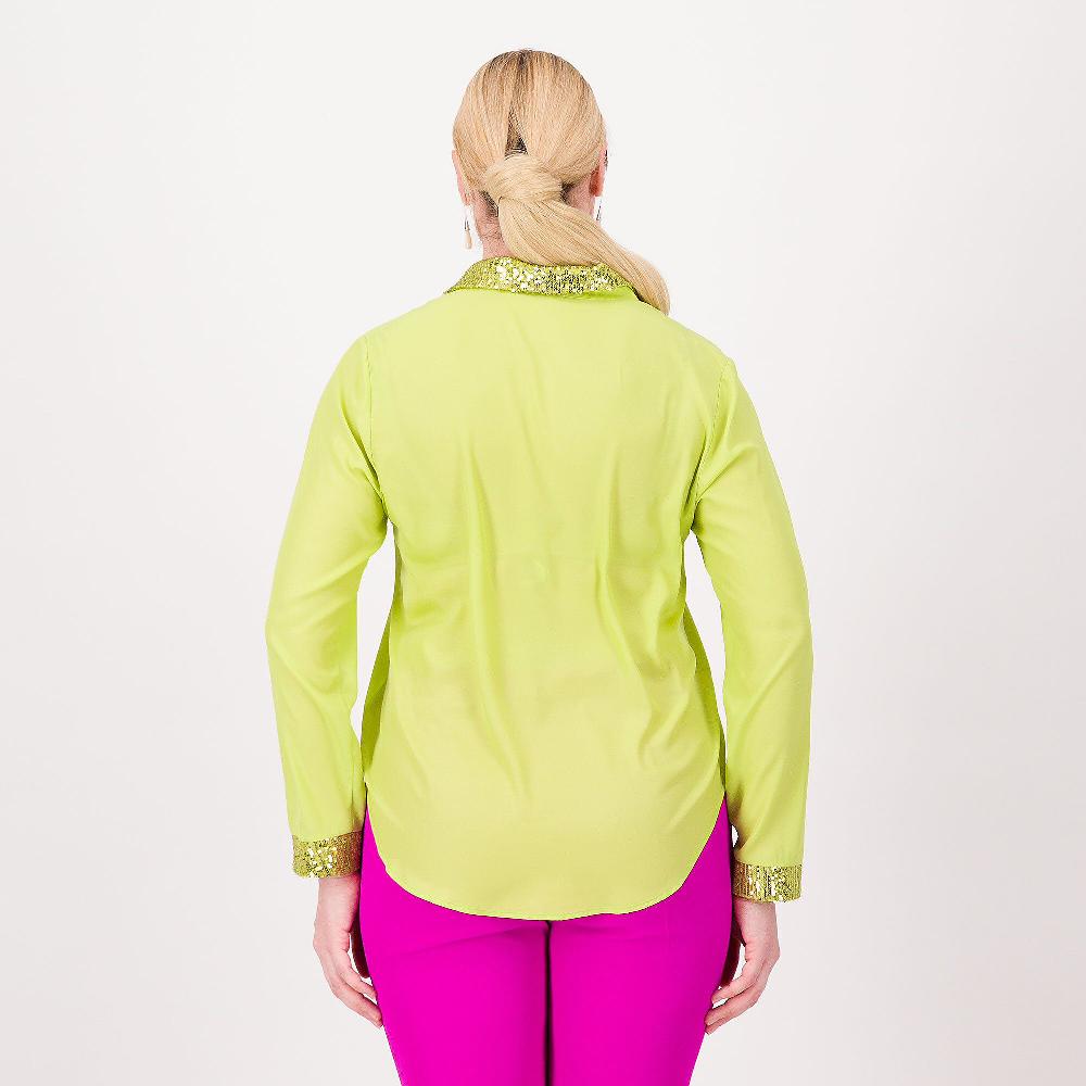 QVC Caterina Lancini Camicia In Crépe De Chine Con Paillettes