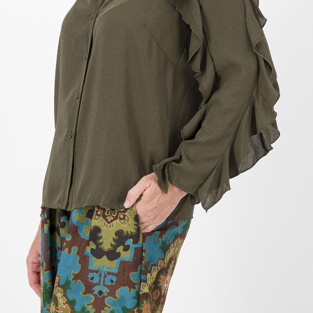 QVC Caterina Lancini Camicia In Georgette A Manica Lunga Con Volant