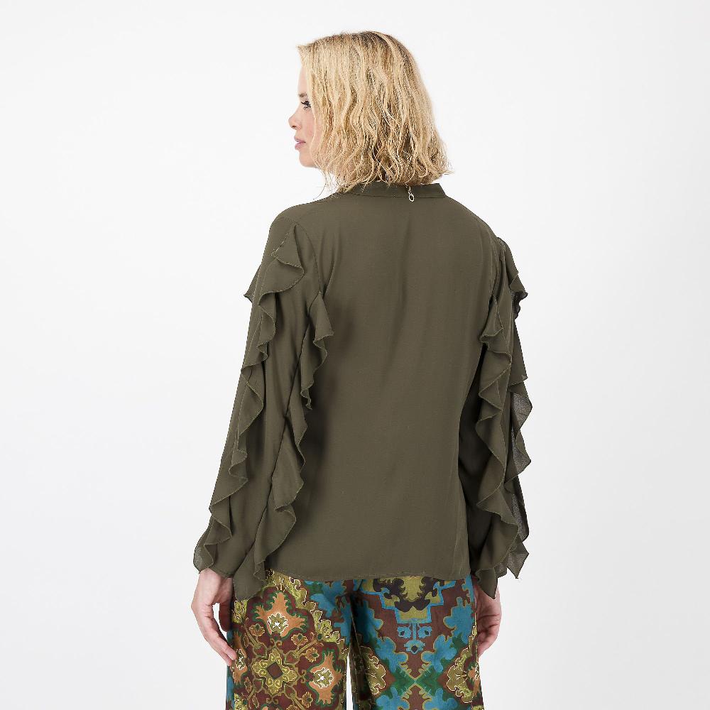 QVC Caterina Lancini Camicia In Georgette A Manica Lunga Con Volant