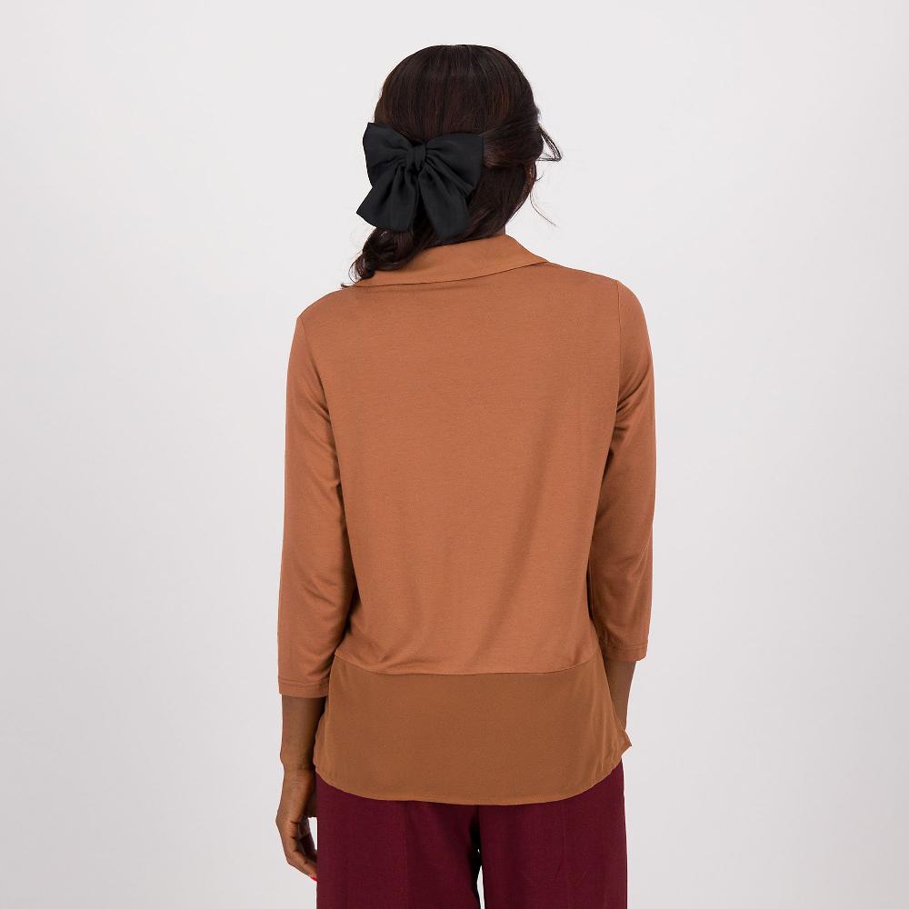 QVC Caterina Lancini Camicia In Jersey Viscosa E Georgette Con Bottoncini A Tono