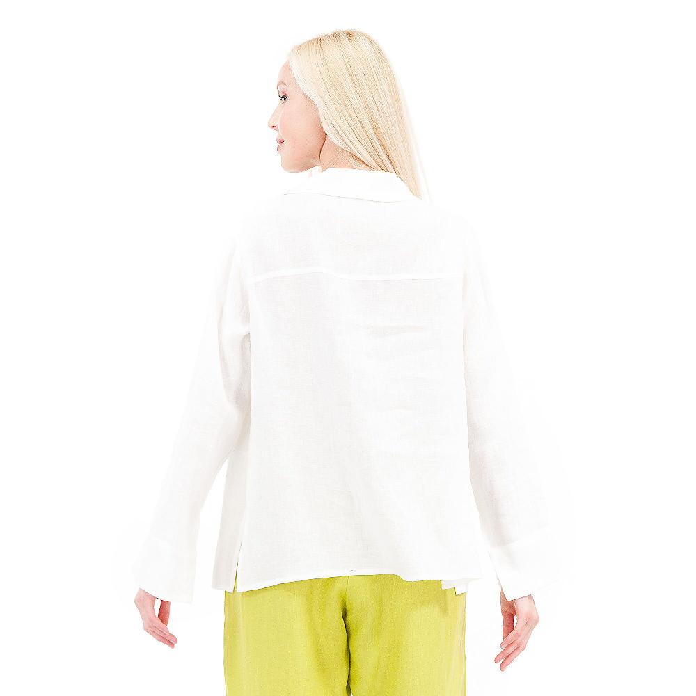 QVC Caterina Lancini Camicia In Lino Con Tasche Ad Aletta