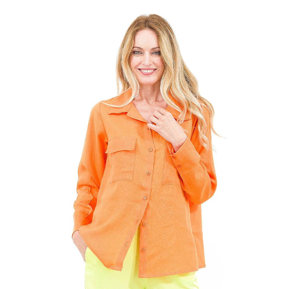 QVC Caterina Lancini Camicia in lino con tasche ad aletta