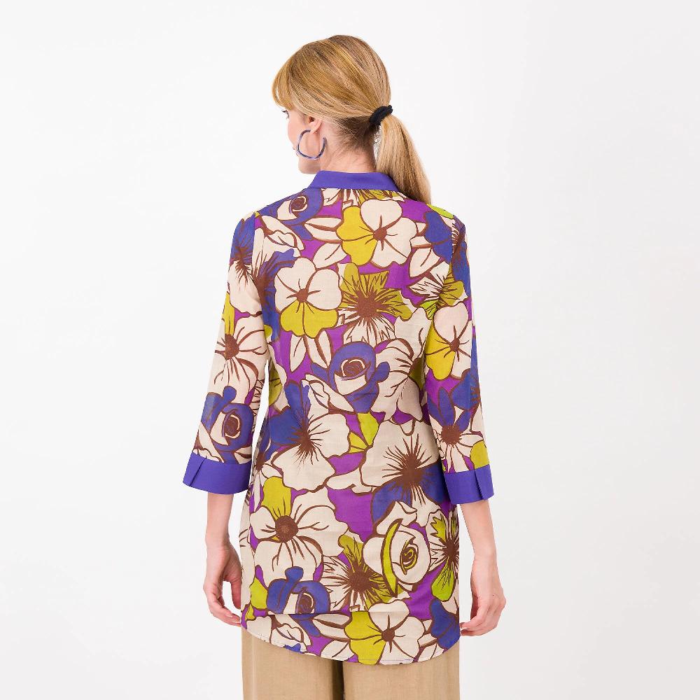 QVC Caterina Lancini Camicia In Mussola Di Cotone Fantasia