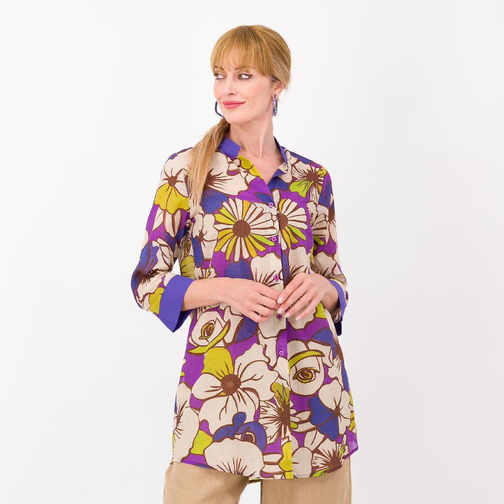 QVC Caterina Lancini Camicia in mussola di cotone fantasia