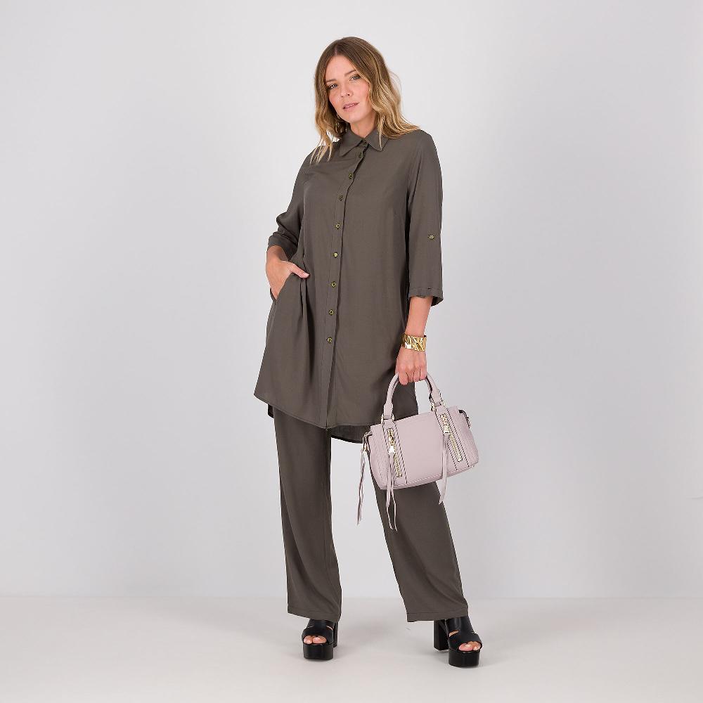 QVC Caterina Lancini Camicia In Mussola Di Viscosa Con Maniche Lunghe