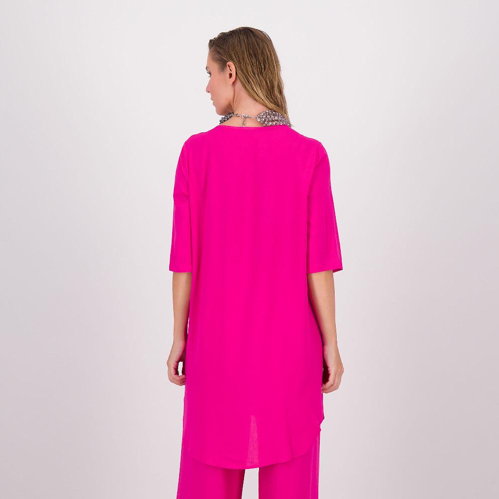 QVC Caterina Lancini Camicia In Mussola Di Viscosa Con Scollo Tondo