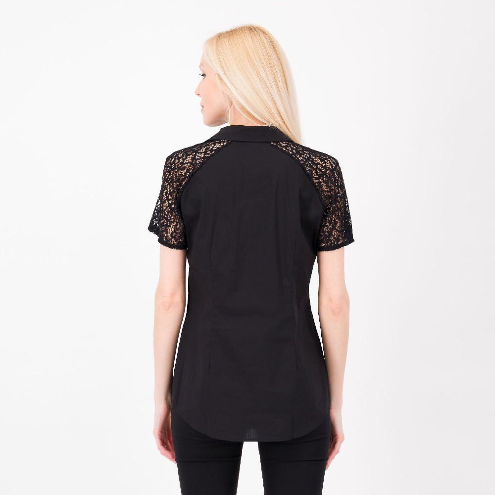QVC Caterina Lancini Camicia In Popeline Di Cotone E Nylon Maniche Pizzo