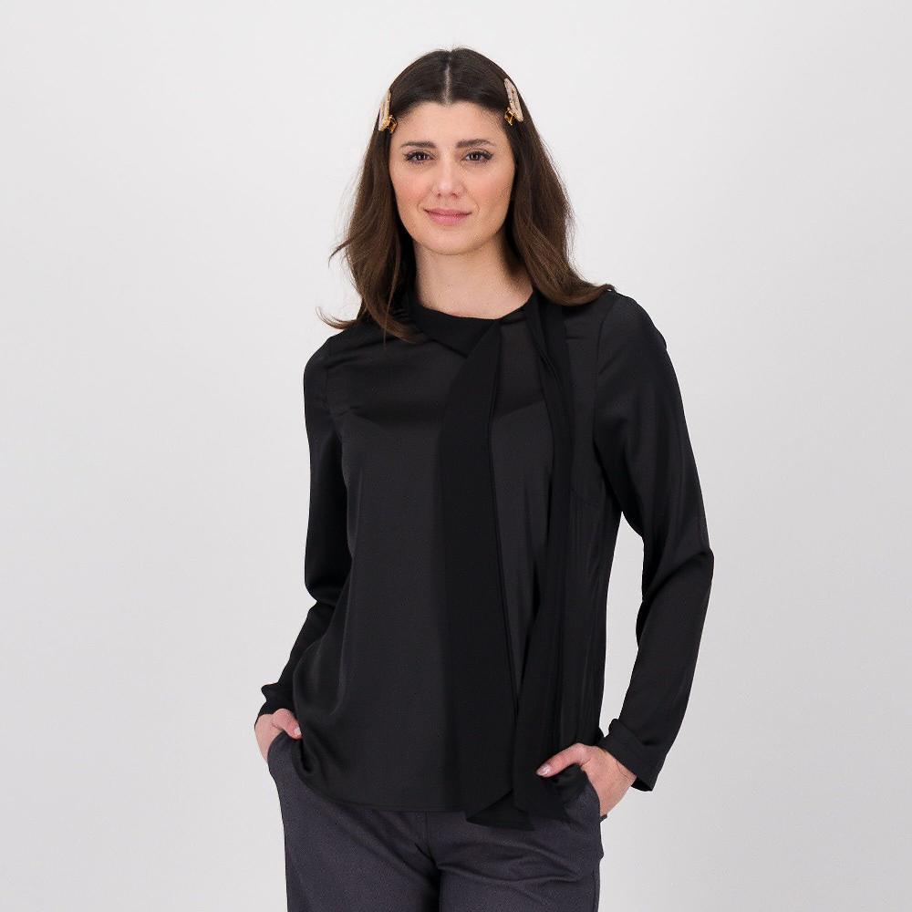 QVC Caterina Lancini Camicia in raso a maniche lunghe con sciarpina