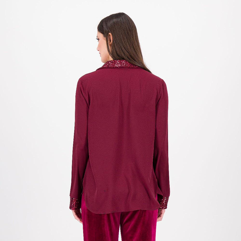QVC Caterina Lancini Camicia In Raso Lavato Con Paillettes