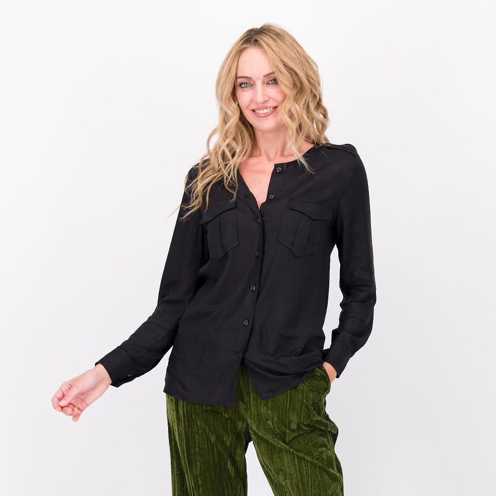 QVC Caterina Lancini Camicia in vaiella con alamari e tasche
