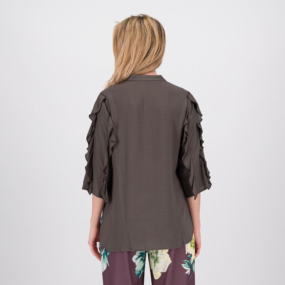 QVC Caterina Lancini Camicia In Viscosa Con Maniche 3/4 Volant