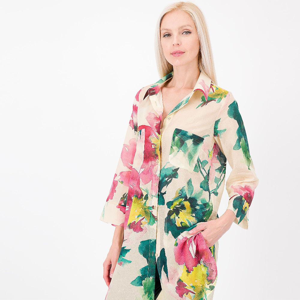 QVC Caterina Lancini Camicia Lunga Fantasia In Mussola Di Cotone