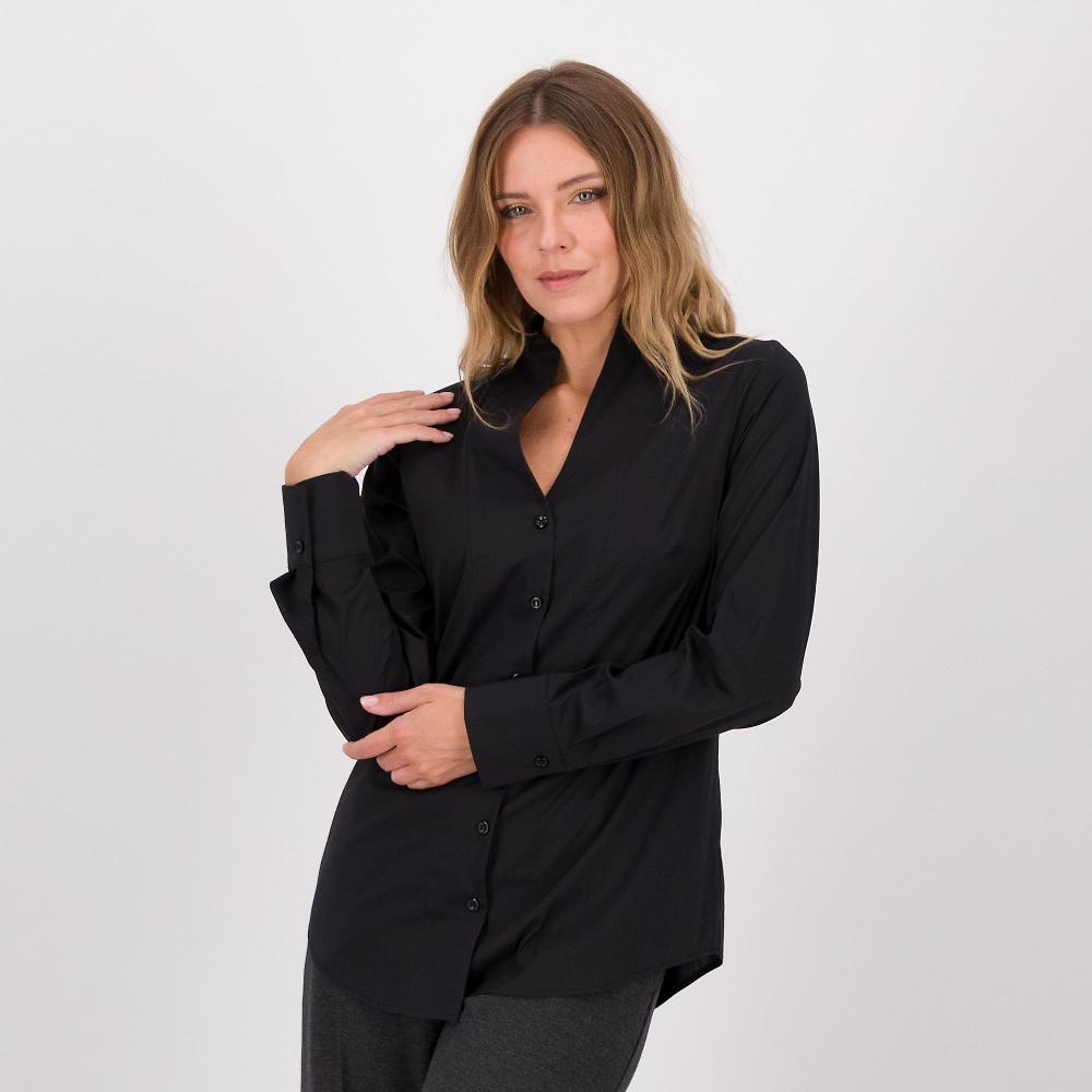 QVC Caterina Lancini Camicia Manica Lunga In Popeline Di Cotone Con Scollo A V