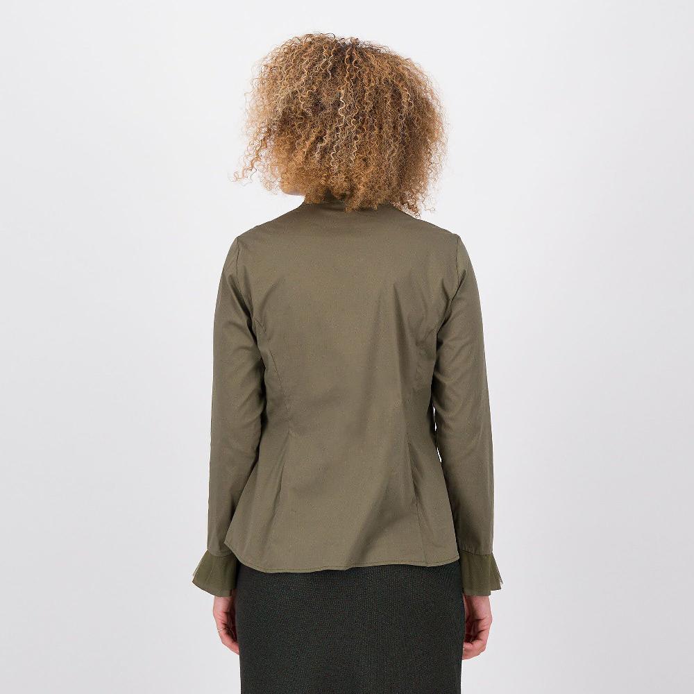 QVC Caterina Lancini Camicia Maniche Lunghe In Misto Cotone Con Rouche