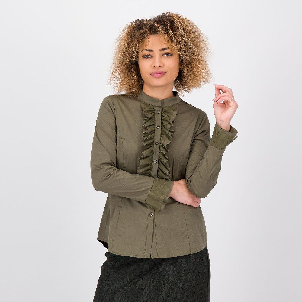 QVC Caterina Lancini Camicia maniche lunghe in misto cotone con rouche
