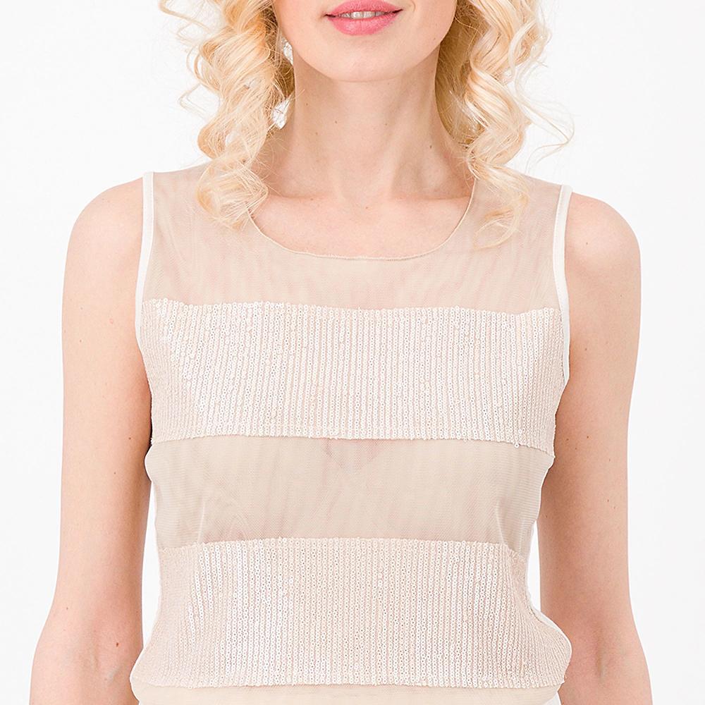 QVC Caterina Lancini Canotta In Tulle E Paillettes Dietro Jersey Made In Italy
