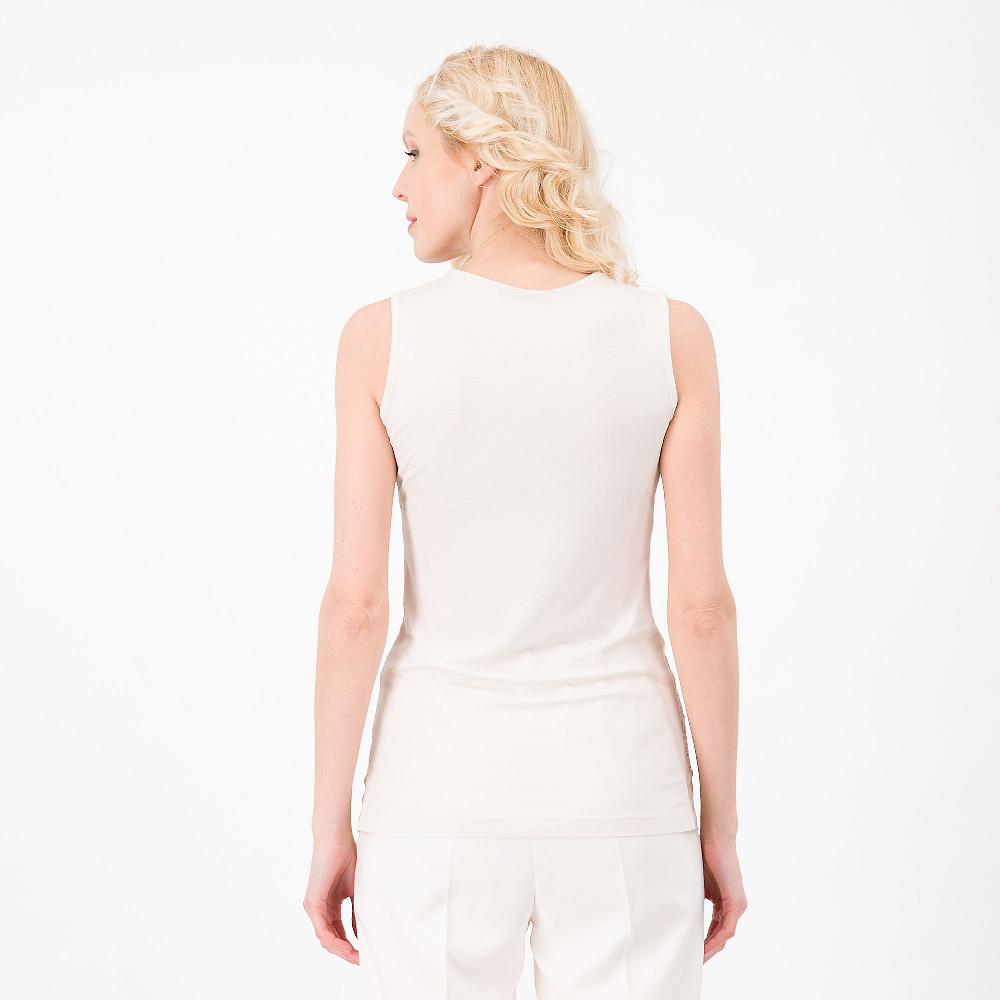 QVC Caterina Lancini Canotta In Tulle E Paillettes Dietro Jersey Made In Italy