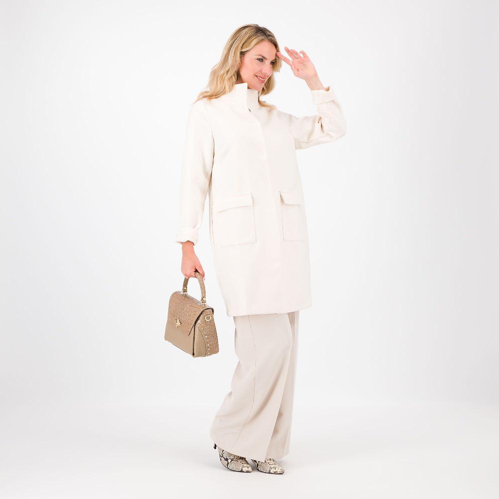 QVC Caterina Lancini Cappotto In Panno A Collo Alto