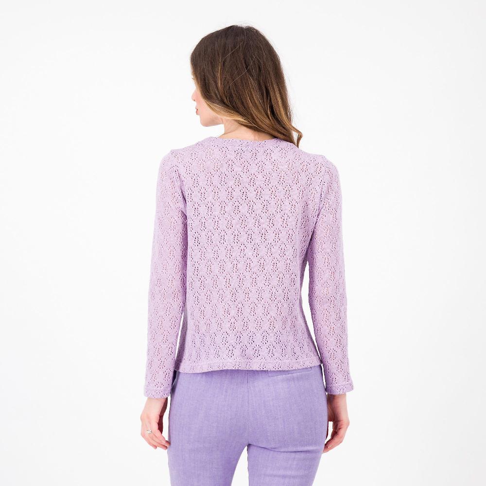 QVC Caterina Lancini Cardigan Corto Traforato In Maglia Di Cotone Made In Italy