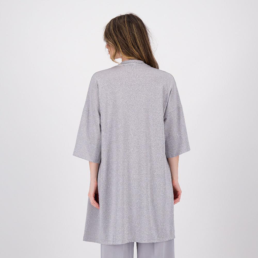 QVC Caterina Lancini Cardigan In Jersey Lamé Collo A Scialle