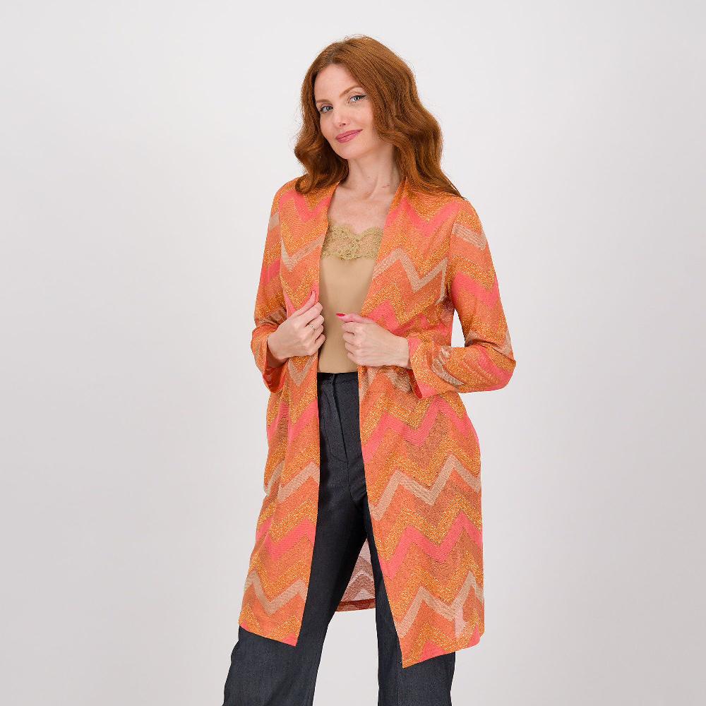 QVC Caterina Lancini Cardigan in maglia lamé fantasia zig-zag