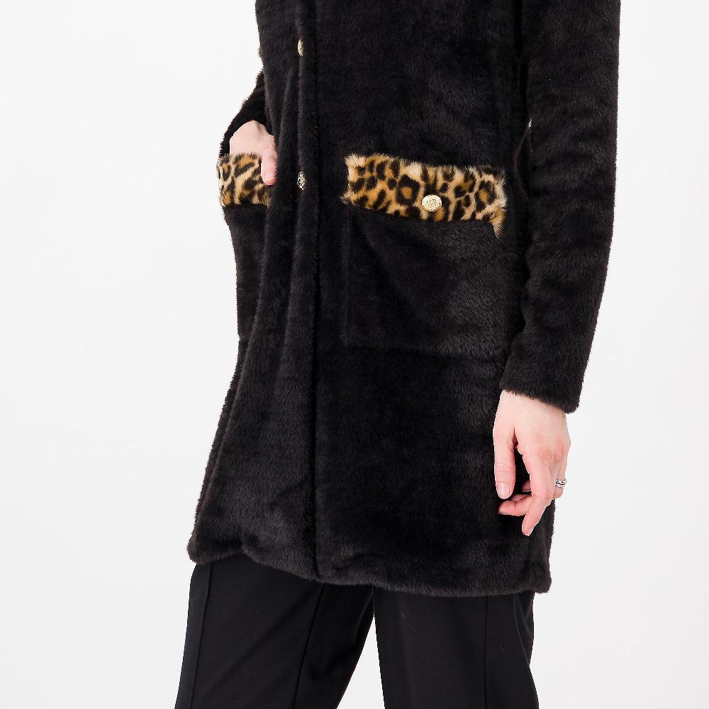 QVC Caterina Lancini Cardigan In Maglia Peluche Con Tasche