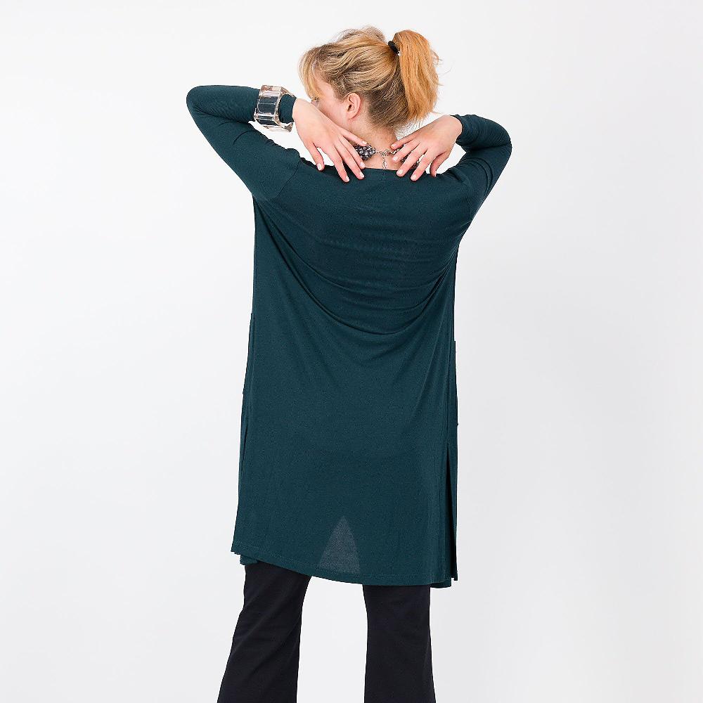 QVC Caterina Lancini Cardigan Lungo In Cotone Fiammato Tasche Applicate Made In Italy