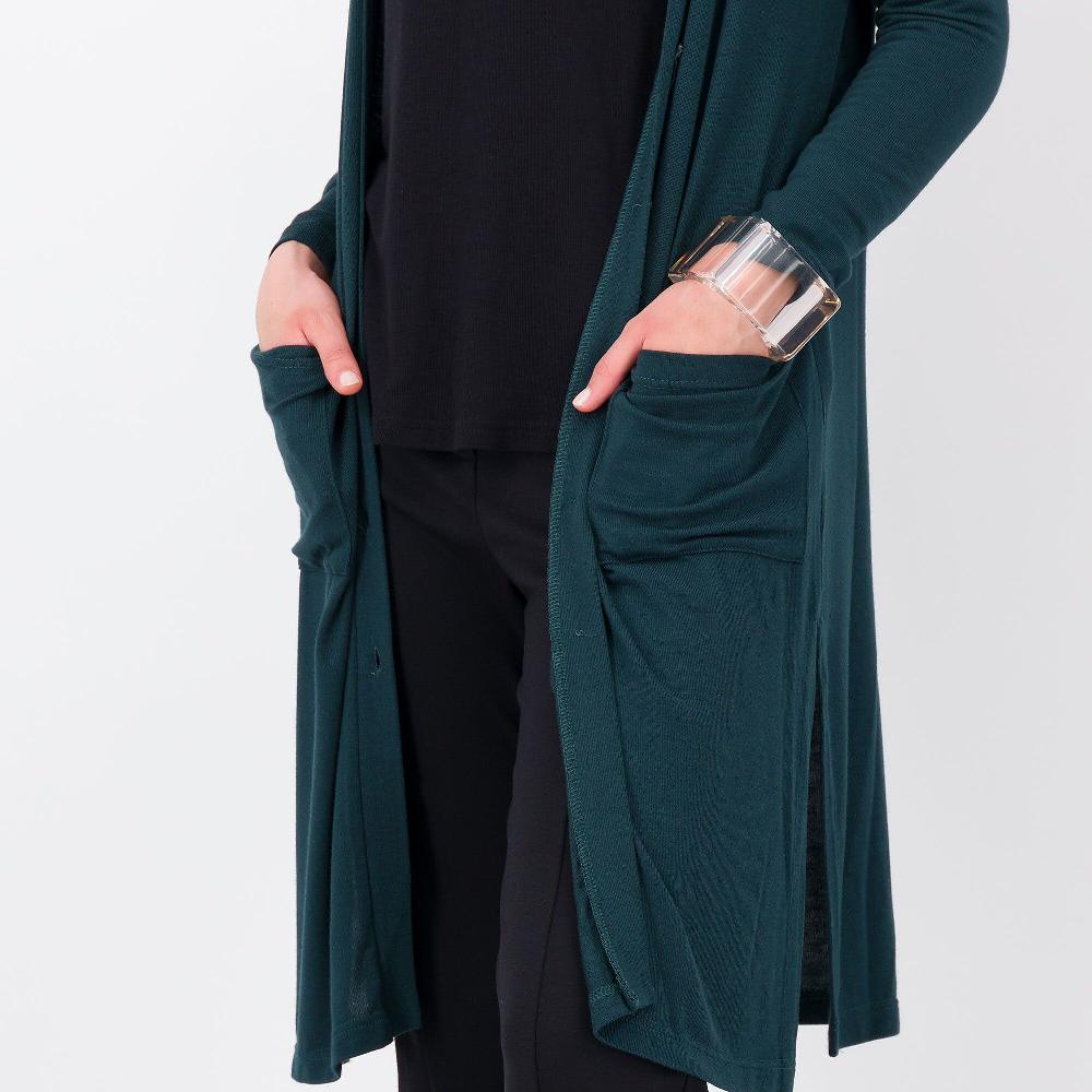 QVC Caterina Lancini Cardigan Lungo In Cotone Fiammato Tasche Applicate Made In Italy