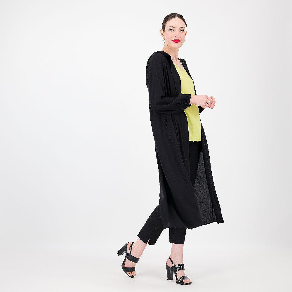 QVC Caterina Lancini Cardigan Lungo In Mussola Di Viscosa Con Cappuccio