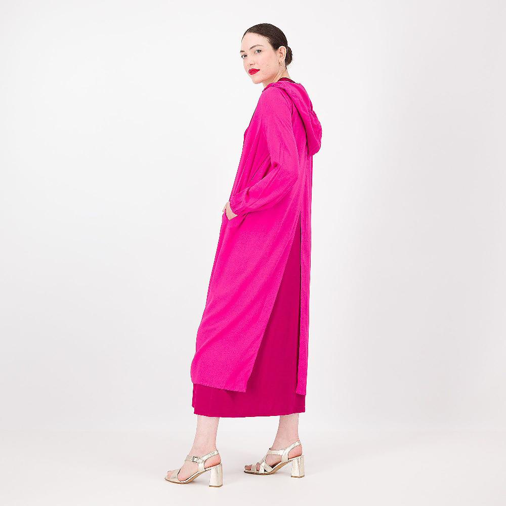 QVC Caterina Lancini Cardigan Lungo In Mussola Di Viscosa Con Cappuccio